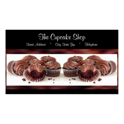 Brown and Black Cupcake Business Cards (front side)
