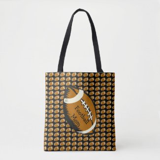 Brown and Black Football Mom Sports Tote Bag