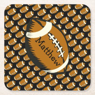 Brown and Black Football Sports Paper Coasters