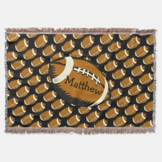 Brown and Black Football Sports Throw Blanket