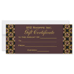 Brown and Black Gift Certificate Customized Rack Card