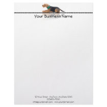 Brown and Black Welsh Terrier on Zig Zag Border Letterhead
