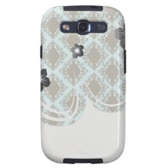 brown and blue diamond lovely damask pattern samsung galaxy SIII cover Casemate_case