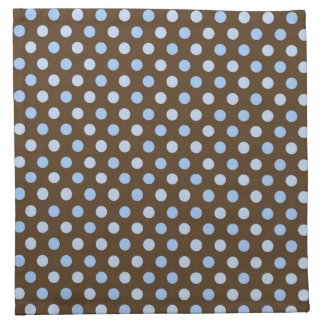 Brown and Blue Dot Cloth Cocktail Napkins