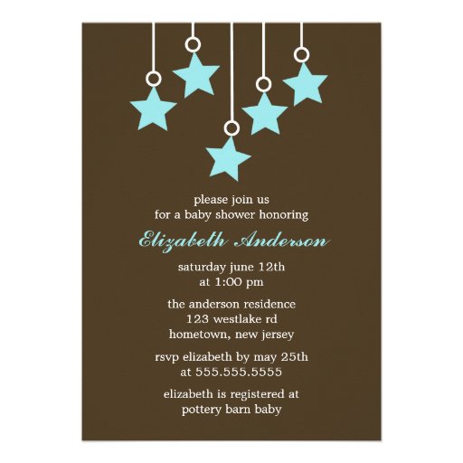 Brown and Blue Mobile Baby Shower Cards