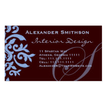 Brown and Blue Monogram S Designer business cards