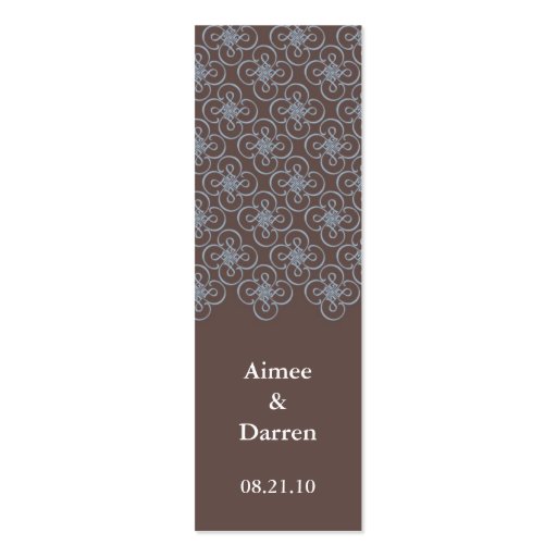 Brown and Blue Pattern, Wedding Gift Tags Business Cards (front side)