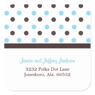 Brown and Blue: Polka Dot Address Sticker sticker