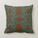 Brown and Blue Spiral American MoJo Pillow