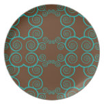 Brown and Blue Spiral Plate