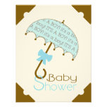 Brown and Blue Umbrella Baby Shower Invitation