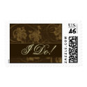 Brown and cream damask wedding postage postage