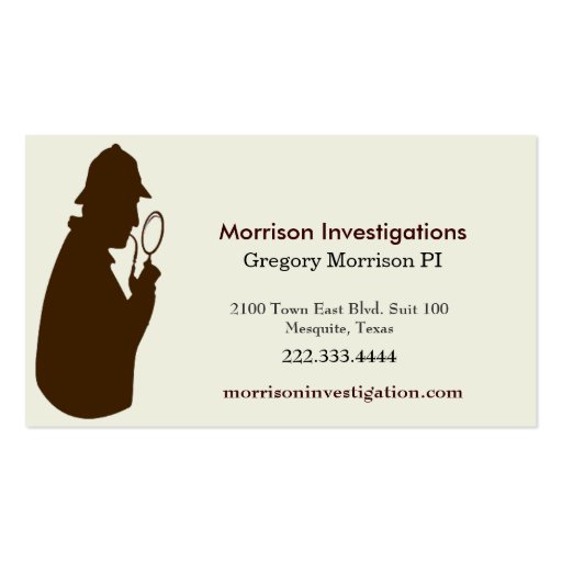 Brown and Cream Private Investigator Business Card (front side)