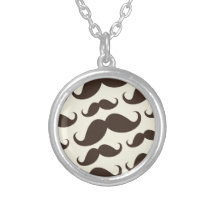 Brown and cream trendy funny mustache pattern pendant