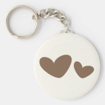 Brown and cream whimsical hearts love keychain