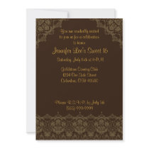 Brown and Gold Elegant Sweet16 Invitation