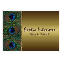 Brown and Gold Peacock Feathers Business Card