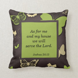 Brown and Green Butterfly Scripture Verse Pillow Pillow