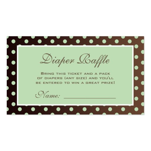 Brown and Green Polka Dot Diaper Raffle Ticket Business Card Templates