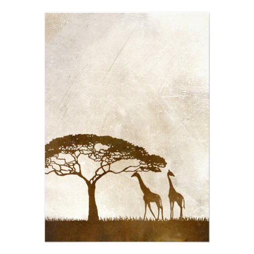 Brown and Ivory African Giraffe Wedding Invitation