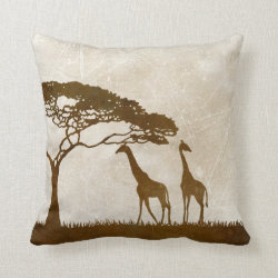 Brown and Ivory African Giraffe Wedding Throw Pillows