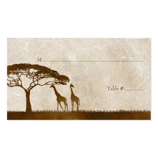 Brown and Ivory African Giraffe Wedding Place card Business Card Templates