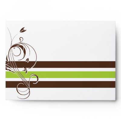 Brown and Lime Green Floral Bar Envelopes