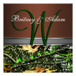 Brown and Mossy Green Camo Wedding Invitations