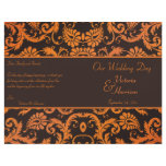 Brown and Orange Damask Wedding Program flyers