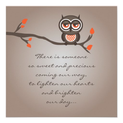 Brown and Orange Owl Baby Shower Invitation