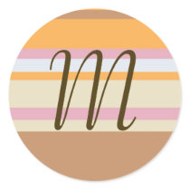 Brown and Orange Stripes Monogram (Customizable) stickers by agjanet Brown and Orange Stripes Monogram (Customizable) stickers
