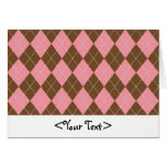 Brown and Pink Argyle Pattern Greeting Cards