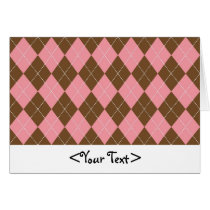Brown and Pink Argyle Pattern Greeting Cards