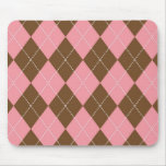 Brown and Pink Argyle Pattern Mouse Pad