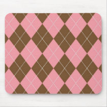 Brown and Pink Argyle Pattern mousepads