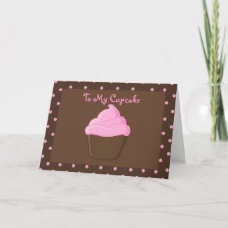 Brown and Pink Cupcake Valentine's Day Card card