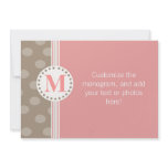 Brown and Pink Dots and Stripes Custom Stationery Custom Invite