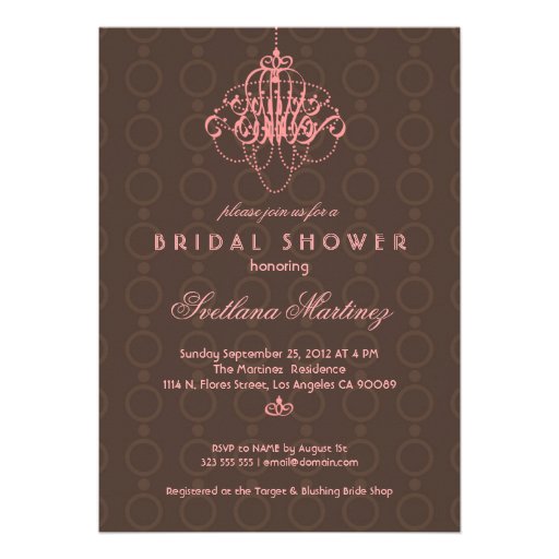 Brown And Pink Elegant Bridal Shower Invitation 3