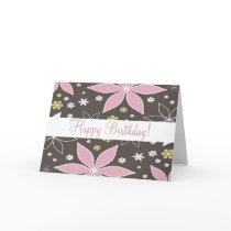 Brown and Pink Flowered "Birthday Card"