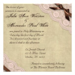 Brown and Pink Lace Vintage Wedding Invitation