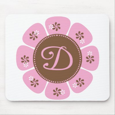 Brown and Pink Monogram D Mouse Pad