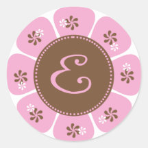 Brown and Pink Monogram E Sticker