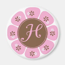 Brown and Pink Monogram H Magnet