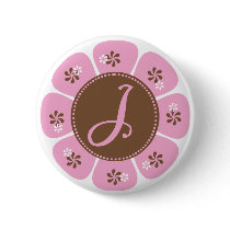 Brown and Pink Monogram J buttons by weddingsareus Brown and Pink Monogram J buttons