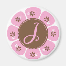 Brown and Pink Monogram J Magnet