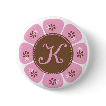 Brown and Pink Monogram K buttons