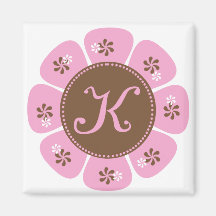 Brown and Pink Monogram K Fridge Magnet