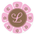 Brown and Pink Monogram L stickers by weddingsareus Brown and Pink Monogram L stickers