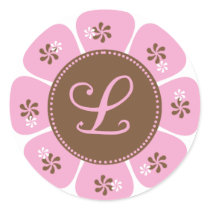 Brown and Pink Monogram L stickers by weddingsareus Brown and Pink Monogram L stickers
