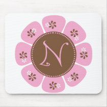 Brown and Pink Monogram N mousepads